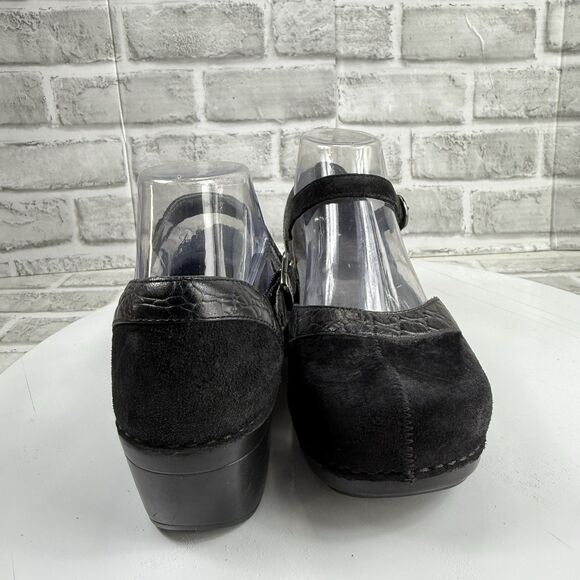 Dansko Sally Women's Size 39 -8.5/9 US Black Suede Leather Mary Jane Clogs - Picture 5 of 13